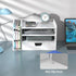 Multi-Tier Wood Desk File Organizer with Side File Rack, 3 Tray Shelves & Adjustable Drawer for Office Setup