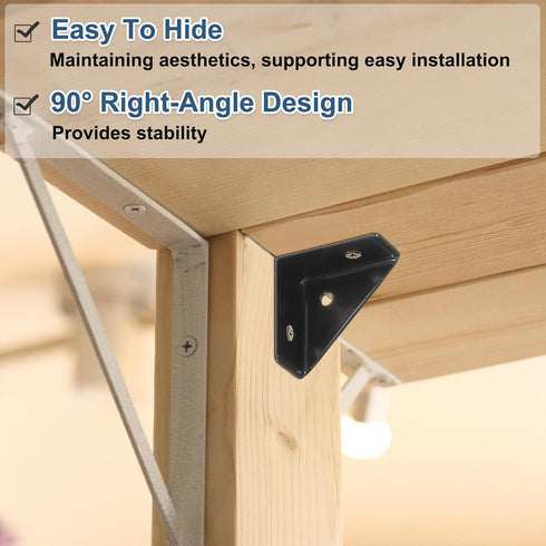 4Pcs 38mm 38mm PATIKIL Corner Brace Brackets, x Carbon Steel Triangle Corner Braces Angle Joining Support with Screw