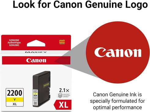 Canon PGI-2200XL IB4120, MB5420, MB5120, IB4020, MB5020, MB5320 Ink Genuine Yellow Ink Tank, Compatible
