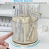 Marte Vanci 360 Degree Rotating Desk Organizer, Beige Pencil Holder for Makeup, Craft, and Stationery - 6 Slots