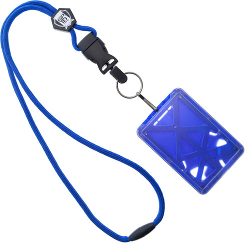 Specialist ID Vertical Top Load Badge Holder, Hard Plastic with Heavy Duty Breakaway Lanyard, Royal Blue