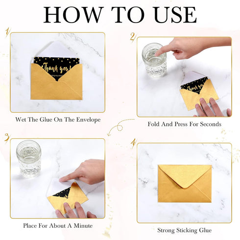 Yahenda 200 Count Mini Gift Card Envelopes, Bulk Wedding Pocket Small Paper Envelopes, 4 x 2.7 Inch (Gold)