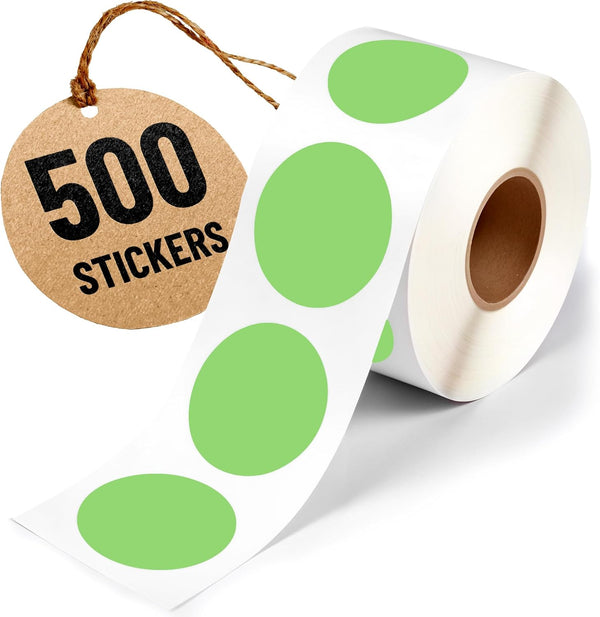 Performore 2 Inch Dot Matte Green Color Code Labels, Round Easy to Peel, 500 Stickers Per Roll