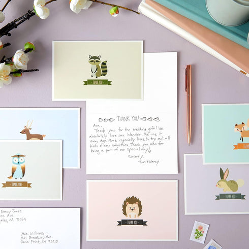 6 Pack 48, 4 6 Best Paper Greetings Baby Shower Thank You Cards with Envelopes - Funny Woodland & Cute Animal Designs
