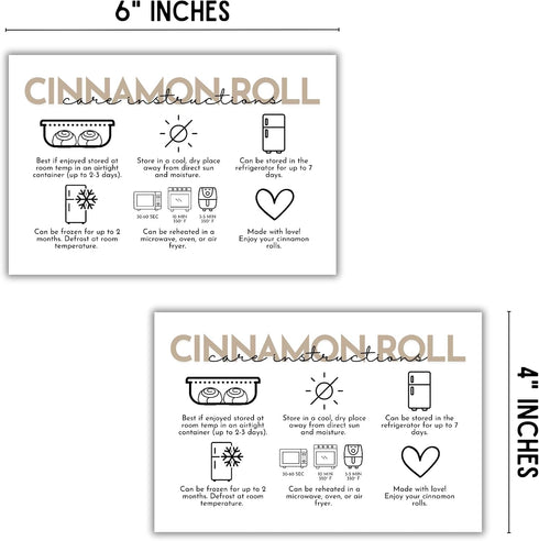 Lashicorn 30 4x6 Cinnamon Roll Care Instruction Storage Cards | pk Tan Minimalist Bakery Customer Sourdough Bread