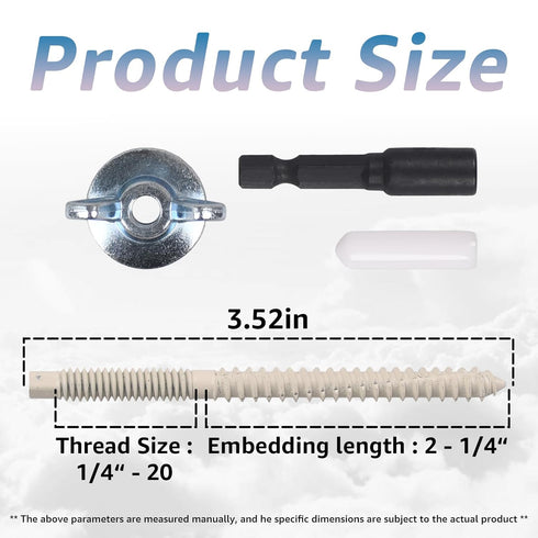 Lakapre 30 Sets 1/4"-20 2-1/4" x Hurricane Anchor Kit for Fixing Shutter Panels Storm Panels Sliding Glass Doors
