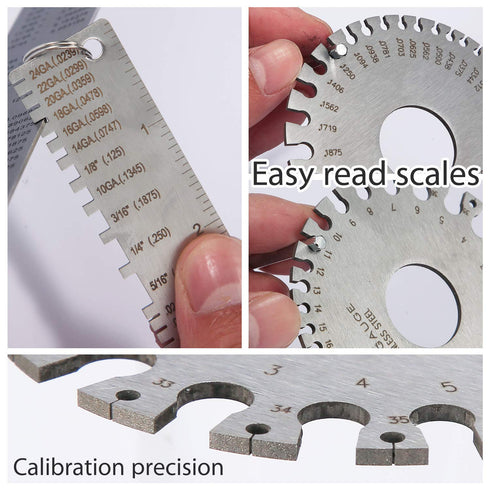 ZeeDix 4 Pcs Stainless Steel Metal Sheets Welding Thickness Gauge - Wire Gauge Measurement Tool