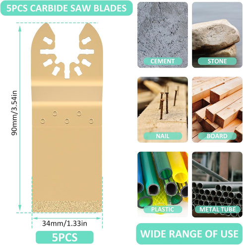Kandishiex 5Pcs 34MM Removal(5pcs) US Oscillating Saw Blades Diamond Coating Oscillating Tool Blades Sharp Wear
