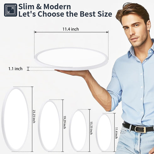 11 Inch 24W 2400LM, Dimmable 3000K/4000K/6500K Flush Mount Ceiling Light with Night Light, LED Ceiling Lights Fixture