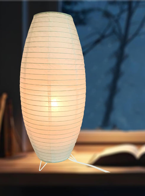 (1, 19.2"x8.5"x8.5") Paper Lamp Desk Lantern Table Lamps Rice Paper Bedside Nightstand Portable Small Light for Living