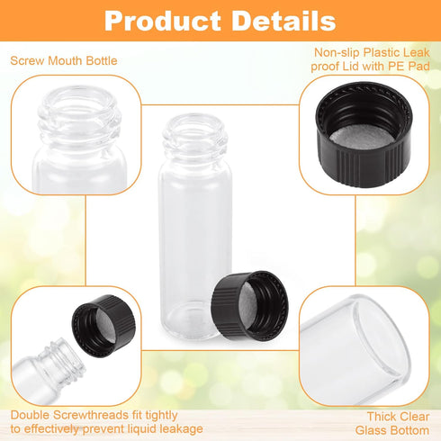 100 Pack Clear Small Glass Vials 4ml