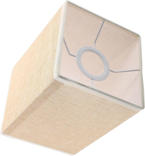 E27 Bulb Amosfun Square Fabric Lampshade Replacement Linen Lamp Cover for Bedside Table Lamp Floor Lamp Shade, Suitable