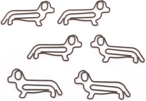 Dog Dachshund Shaped Paper Clips Great for Paper Clip Collectors or Dog and Pet Lovers (Brown - 100 Count Silver Tin and Gift Box) by Butler in the Home