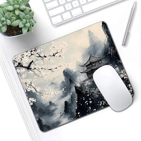 IMAYONDIA 9.5" 7.9" Computer Mouse Pads for Desk, Aesthetic Landscape Painting Japanese Mouse Pad Small Square Computer