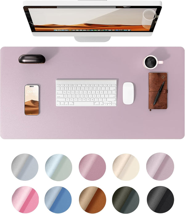 YSAGi Leather Desk Pad Protector, Large Mouse Pad, Non-Slip PU Blotter for Office Home (Grayish Lavender, 23.6" x 13.8")
