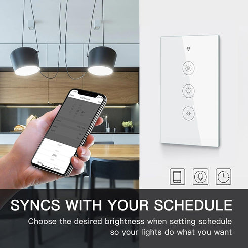 Dimmer MOES WiFi RF Smart Light Switch, Smart Life/Tuya APP Relay Status Backlight Switch Off RF Remote Control Voice