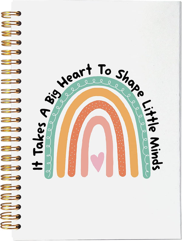 Teacher Appreciation Gifts Spiral Notebook Journal, 5.5 x 8.3 inches, It Takes a Big Heart to Shape Little Minds
