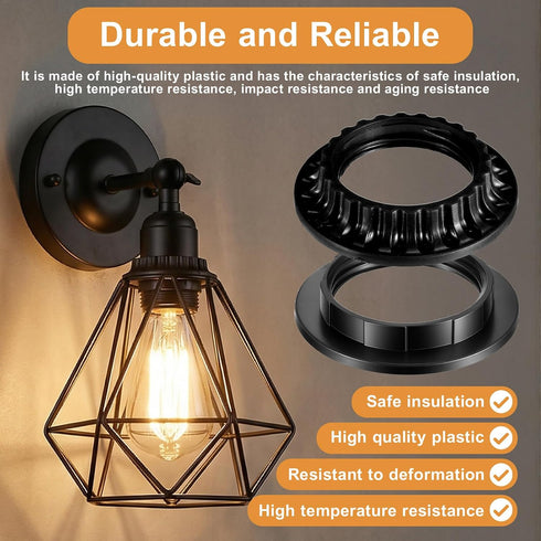 Elegaperma 8 E27 E26 1-3/8" 1-1/2" (36mm, 41mm) Pcs Socket Rings for Lamps, Socket Ring for Lamps, & Light Socket Shade