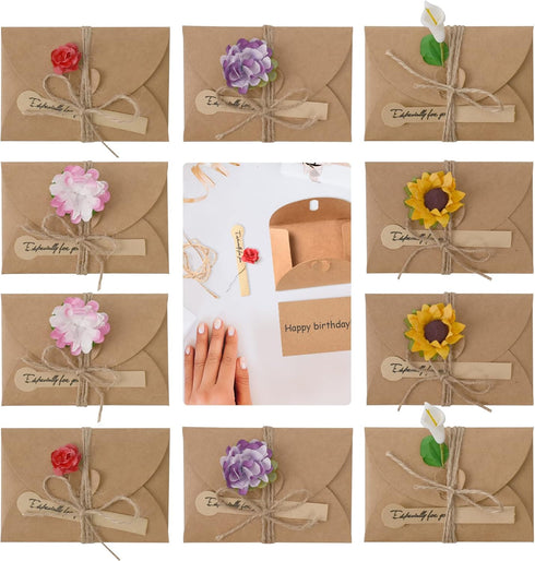 Flower Card Envelopes, Cute Mini Seed Holders with Heart Shaped Clasp, 10PCS 4 x 2.75 inch