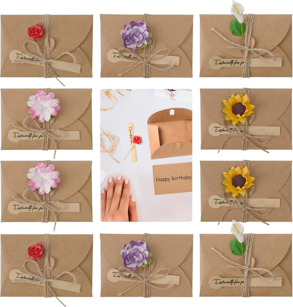 Flower Card Envelopes, Cute Mini Seed Holders with Heart Shaped Clasp, 10PCS 4 x 2.75 inch