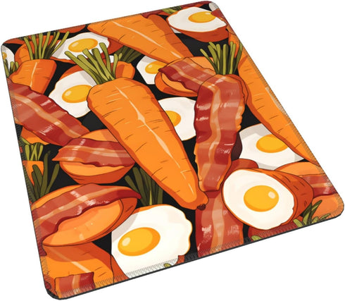 Generic Carrot Egg& Bacon Medley Non-Slip Mouse Pad, Polyester Desk Mat for Gaming Office Home