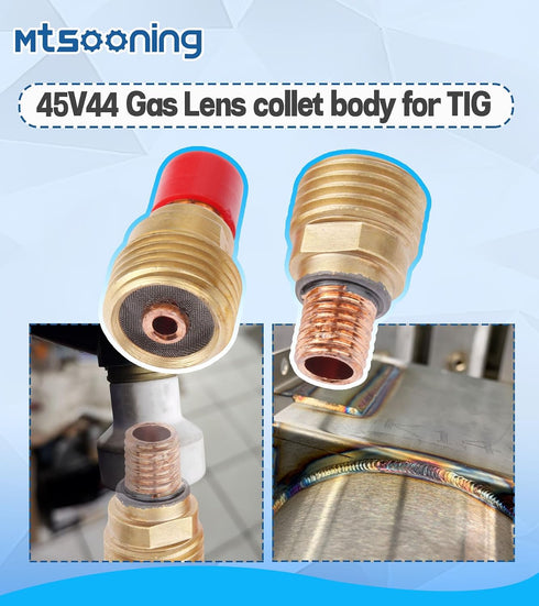 5PCS 45V44 2.4mm(3/32inch) WP-9/20/25 Mtsooning Tig Welding Gas Lens Collet Body for TIG Welding Torch
