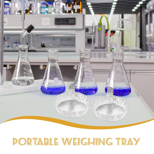 100 Pcs Weigh Boats Lab Tray, 42ml Aluminum Round Dishes for Scale Mixing Liquid and Powder