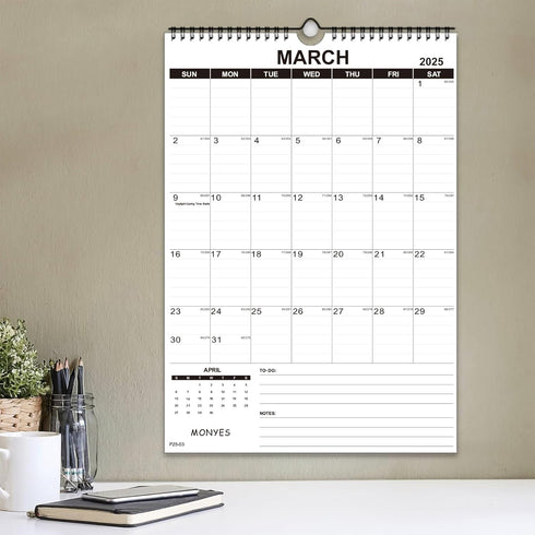 Large Wall Calendar 2025-2026 - 17" x 12" Academic Calendar with Wire Binding & Hanging Hook