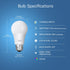 A19 Bulb, 60W 2.4 90+ Non-Dimmable, 800 25,000-Hour OM60/CCT/CA/AG Feit Electric Smart LED Light Equivalent, Tunable