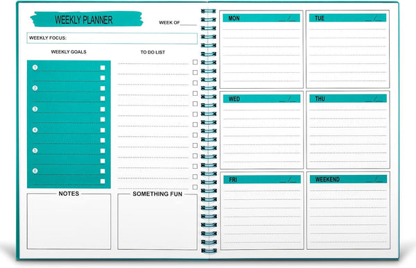 UtyTrees Undated Weekly Planner, A5 To Do List Notebook with 52 Weeks Planning, 5.2"X 7.5", Green