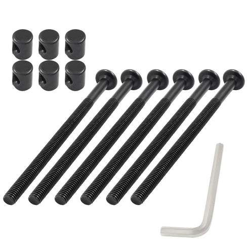 Murtenze 12-Pack M6 100mm 1 X Bunk Bed Bolts Black, Hex Drive Socket Furniture Barrel Screws with Nuts for Furniture