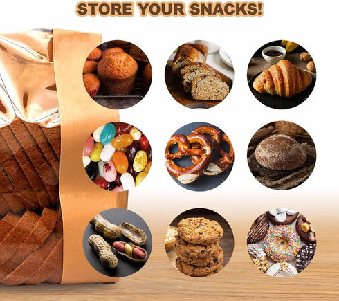 ALPHA LOTUS STORE 50pcs, Packing 13.6 8.25 3.75 inches Paper Bread Bags with window, Large bakery bread bags