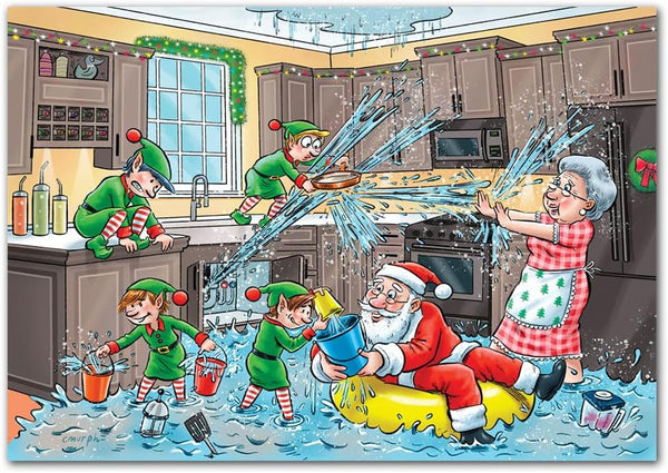 Plumbing Christmas Greeting Cards 50-Pack Bulk Corporate Holiday Cards for Plumbers, Water