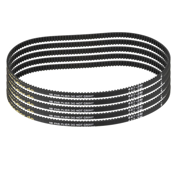 uxcell 5pcs HTD-3M Rubber Timing Belt 149 Teeth, 447mm Pitch Length x 6mm Width x 2.4mm Height, Closed Loop