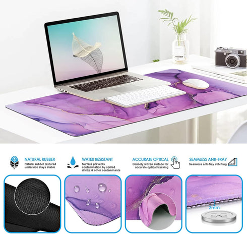 iCasso Purple Mouse Pad with Wrist Support - 4in1 XXL Large Gaming Mousepad + Keyboard Wrist Rest + Coaster