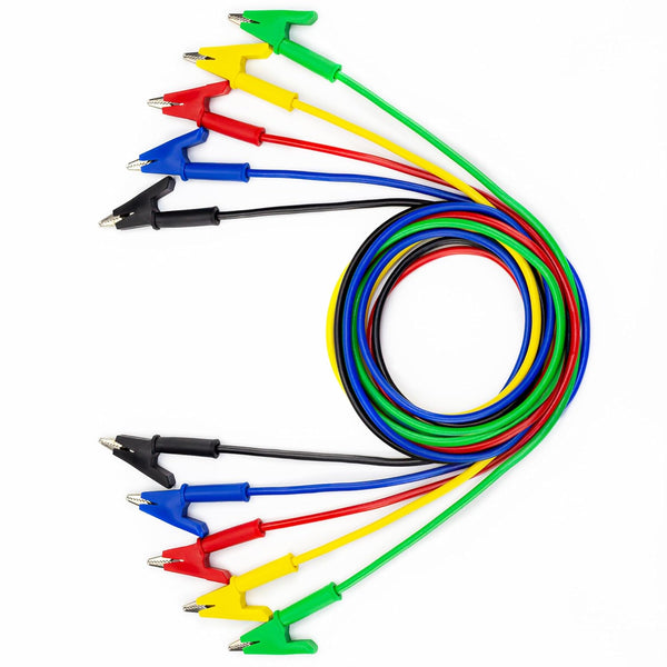 KAIWEETS 5PCS Alligator Clips Electrical Test Leads Set, 15A Heavy Duty Jumper Wires with Protective Clips