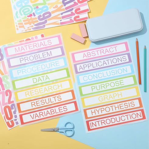 Henoyso 116 Sheets Science Fair Board Supplies with 20 Printable Presentation Subtitles and 80 Scalloped Bulletin