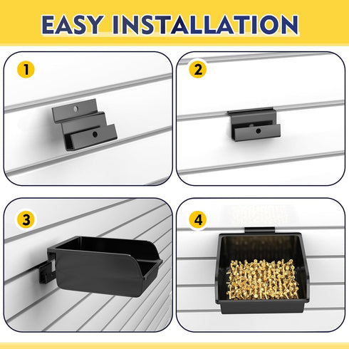 BeapTcely 12 Pack (12, Slatwall Bins with Hooks Plastic Slatwall Organizer Slatwall Containers Workbench Bins for Slat