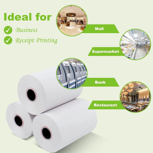 MFLABEL 2 1/4" x 50' Thermal Receipt Papers, 10 Rolls per Carton, Biodegradable Coated POS Cash Register Paper.