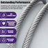1/4 25ft 6400lbs 7X19 Stainless Steel Cable, Wire Rope with Wire Rope Clamps and Thimble, Breaking Strength, Strands