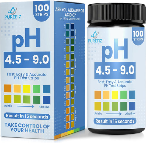 pH Test Strips for Urine & Saliva 100 Easy-to-Use Strips for Fast,
