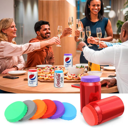 Dirvcp 6 Lids,6 PCS Silicone Soda Can Color BPA-Free Reusable Silicone Can Covers, Can Stopper or Protector