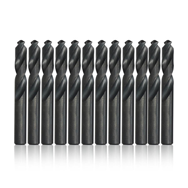 Drill America 1/4" High Speed Steel Heavy Duty Split Point Stub Drill Bit (Pack of 12), D/AST Series