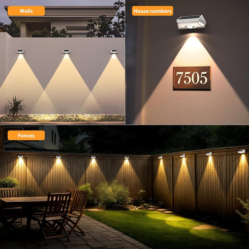 7Colors IP65 (2Pack) Solar Fence Lights,Warm White & Cool White & RGB Color Changing Mode Waterproof Solar Lights
