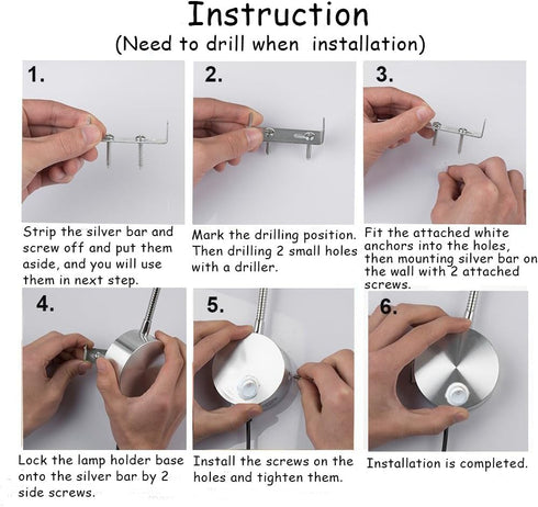 WeFoonLo 5W (03 Wall Mounted Reading Light Flexible Gooseneck LED Sconce Lamp with Plug & Switch for Bedroom, Office