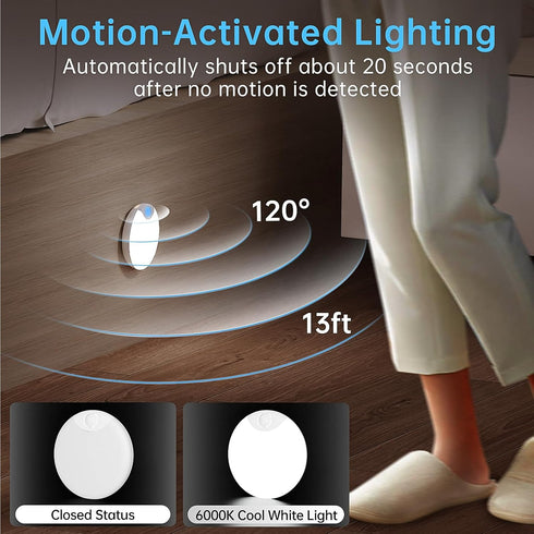 Closet 6 Pack Motion Sensor Night Light,LED Rechargeable Indoor Night Lights,Magnetic Cabinet Light Light for Kitchen