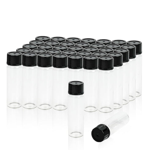 ALWSCI 0.54OZ Glass Vials, 16 ml Borosilicate Glass Empty Vials with 18-400 Black Screw Caps, Pack of 100