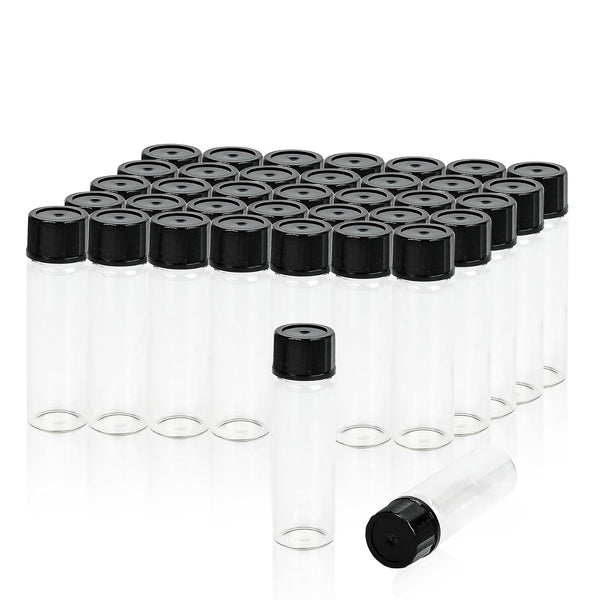ALWSCI 0.54OZ Glass Vials, 16 ml Borosilicate Glass Empty Vials with 18-400 Black Screw Caps, Pack of 100