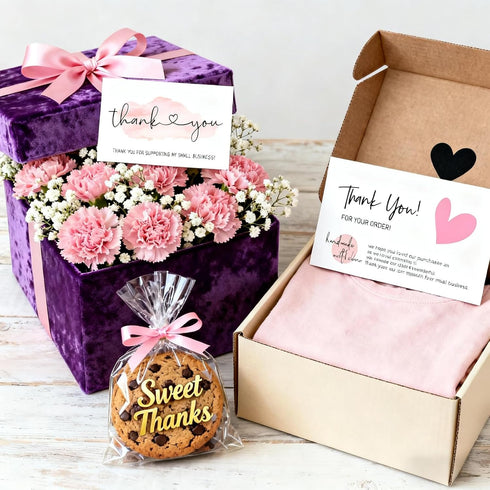 yufangri 120PCS Business,6 2x3.5 Inch Package Thank You Cards Small Styles Pink Thank You For Supporting My Business
