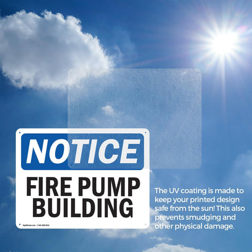 (2 Pack) Fire Pump Building OSHA Notice Sign, 14 Inch X 10 Inch Plastic, Weather Resistant for Workplace